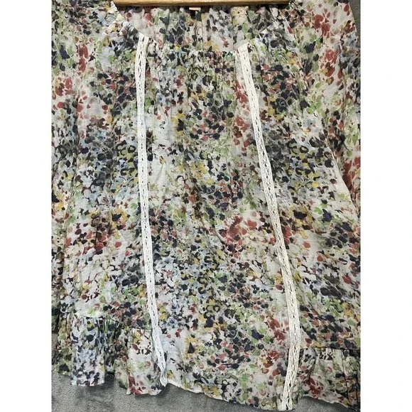 3/$20 Hope &Harlow Floral Lightweight Blouse Size SMALL 3/4 Sleeve Boho Feminine - Picture 3 of 7